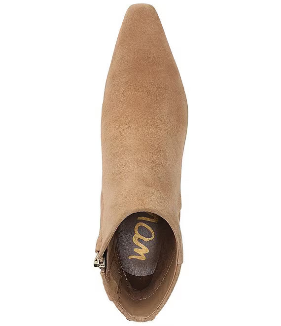 Sam Edelman: Saige Suede Pointy Toe Boot in Tan - The Vogue Boutique