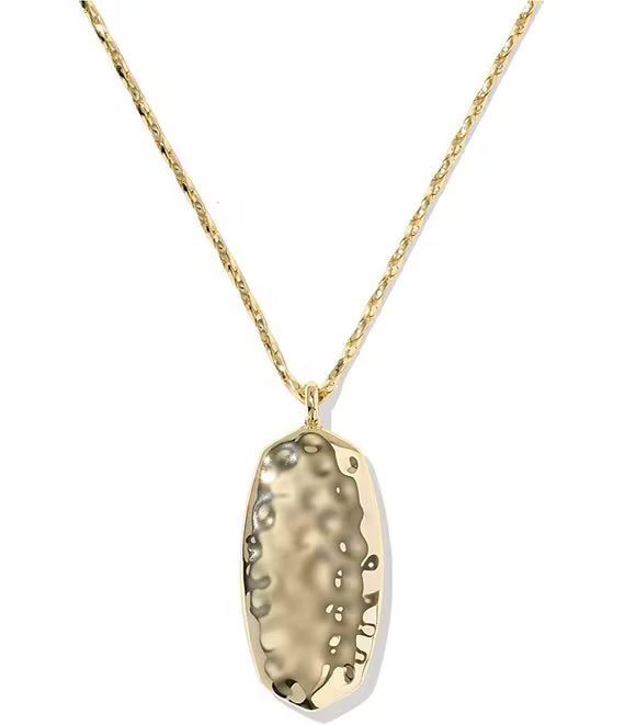 Kendra Scott: Danielle Riveted Long Pendant Necklace in Gold Green Malachite