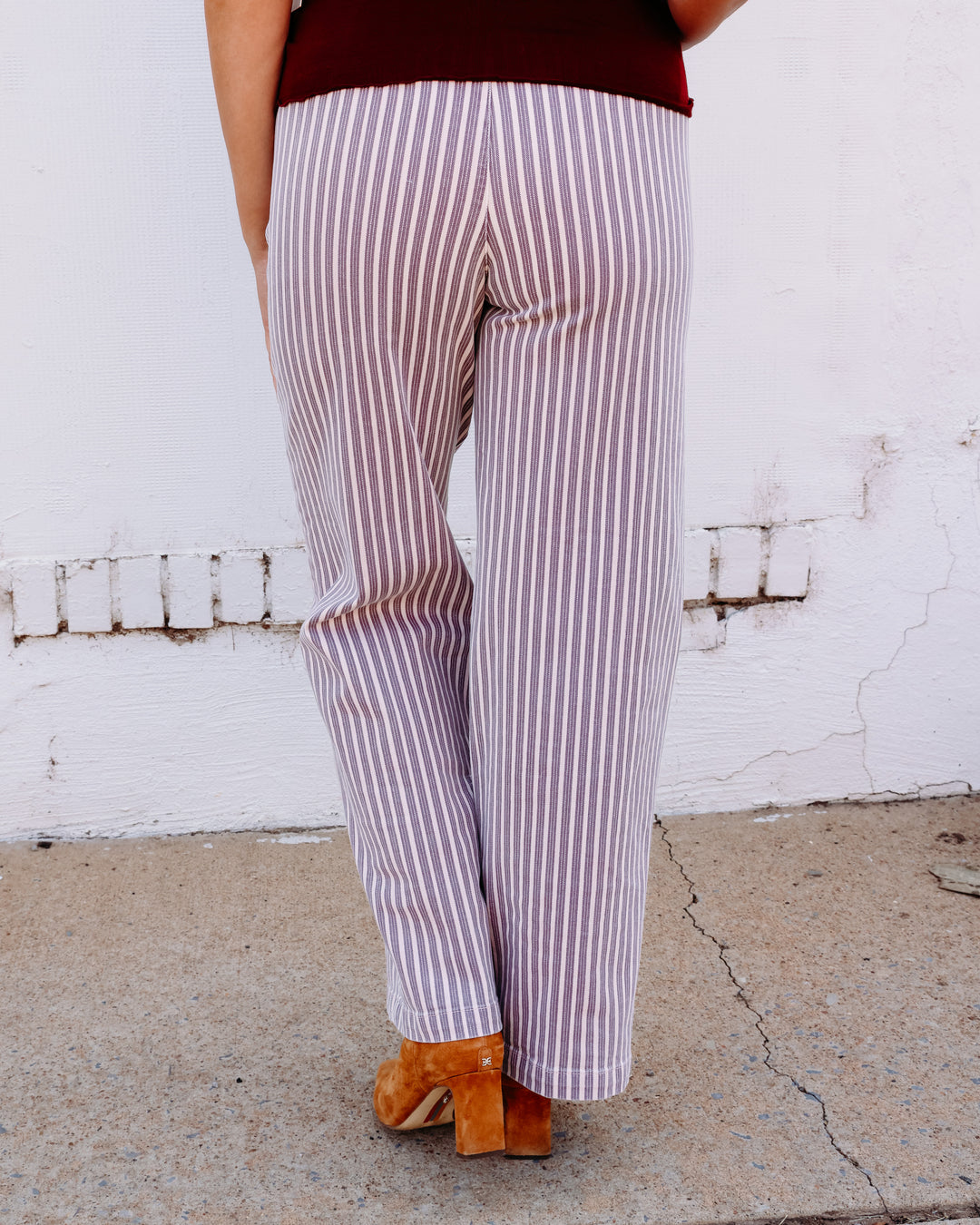 Another Love: Bristol Wide Leg Jeans in Berry Blush Stripe