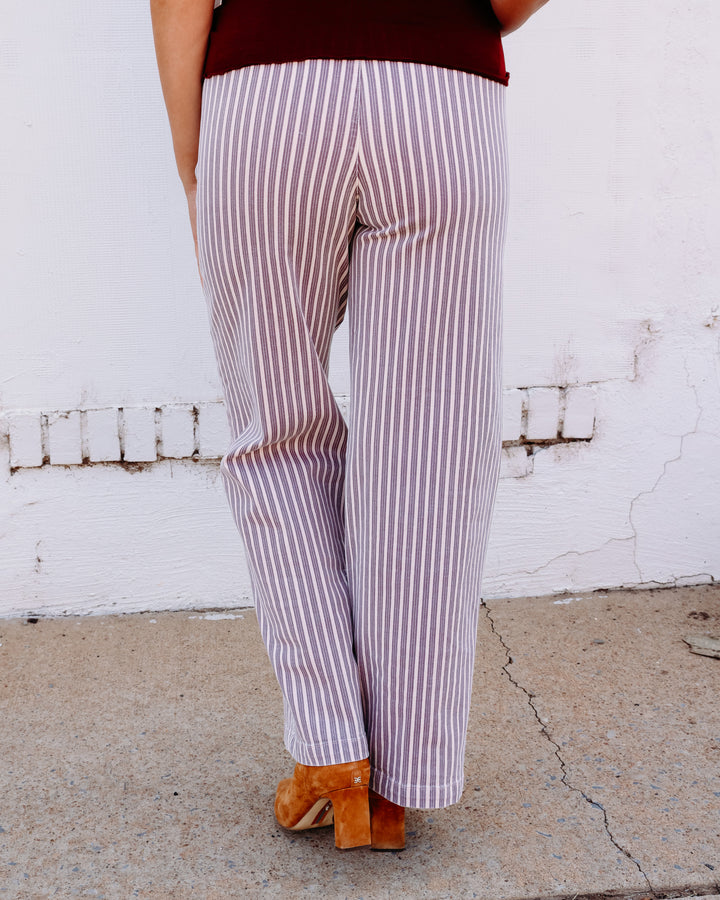 Another Love: Bristol Wide Leg Jeans in Berry Blush Stripe