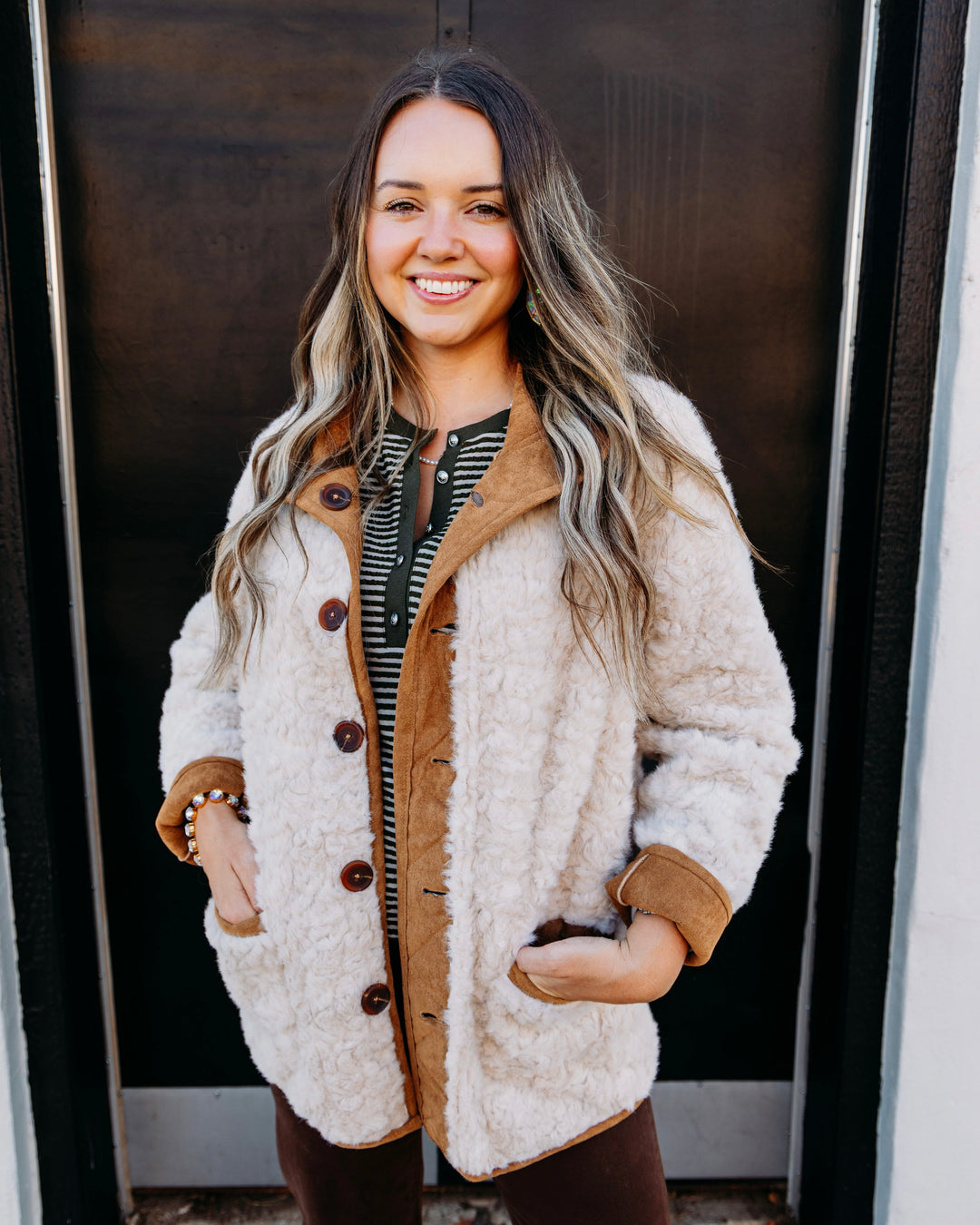 Tribal: Long Sleeve Reversible Coat in Walnut (3239O-8545-0933)