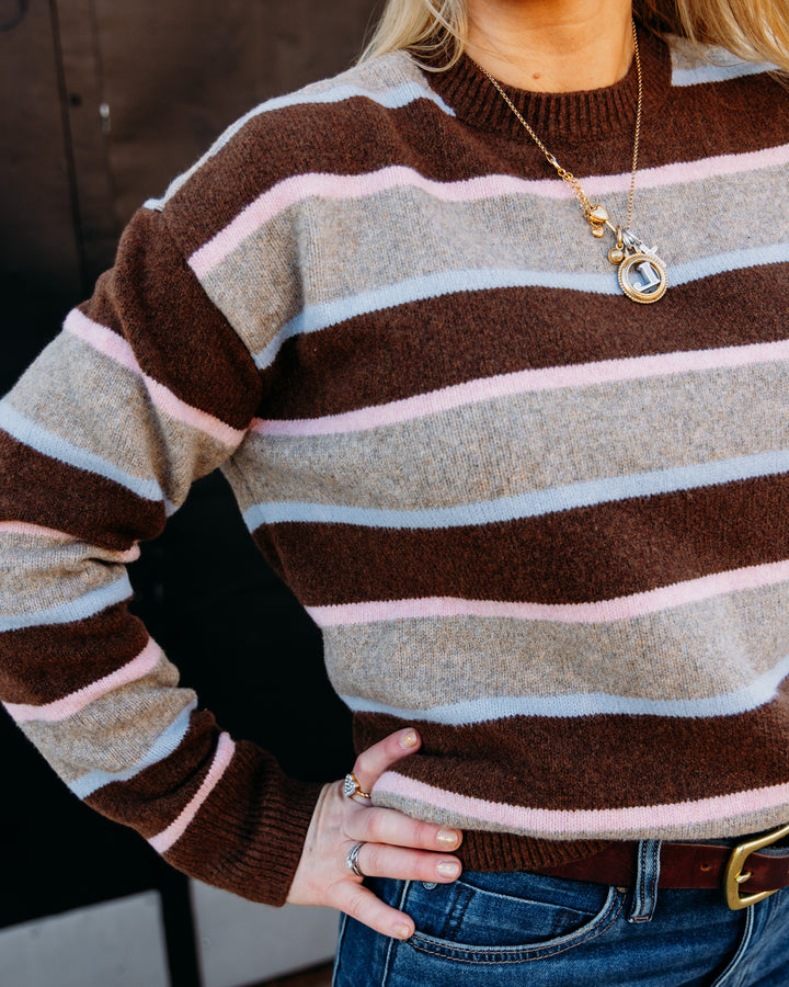 Daze: Carlyle Everyday Crew Neck Sweater in Dune Stripe (D00060030)