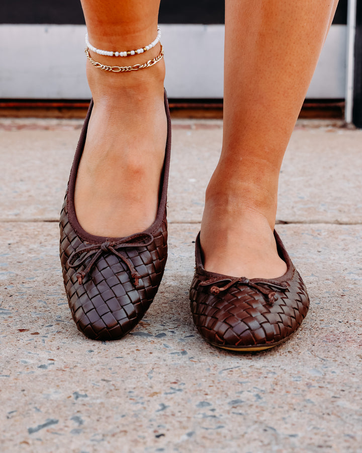 Sam Edelman: Ruthie Woven Leather Flats in Terazzo Brown (J8510L1200)