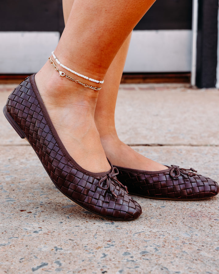 Sam Edelman: Ruthie Woven Leather Flats in Terazzo Brown (J8510L1200)