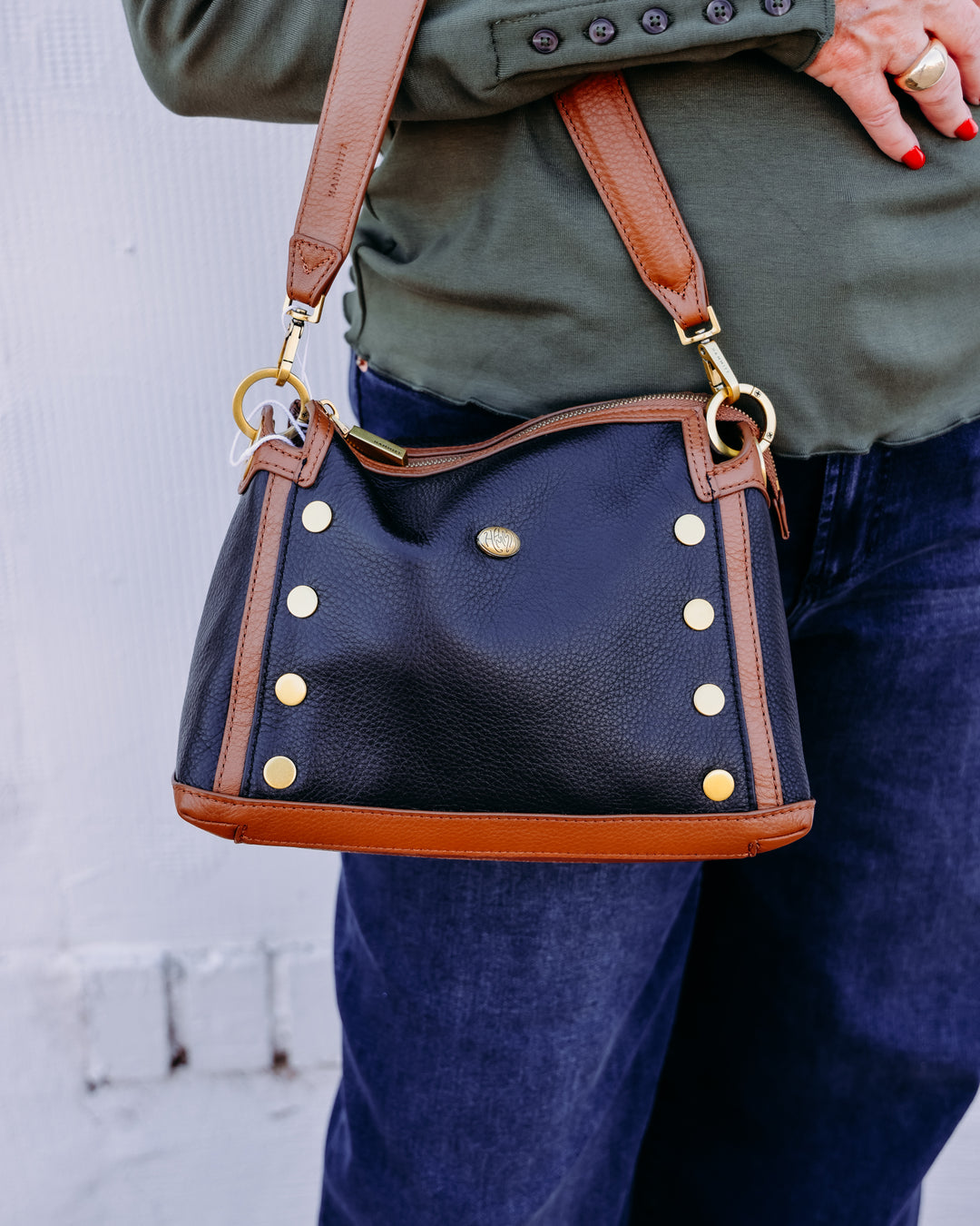 Hammitt: Bryant Med Handbag in East End/Antique Gold
