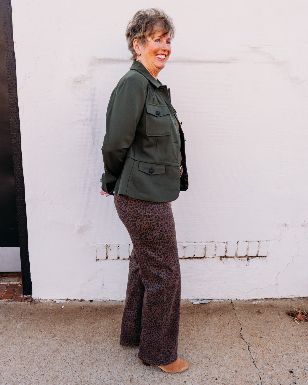Liverpool: Peplum Jacket in Hunter Green