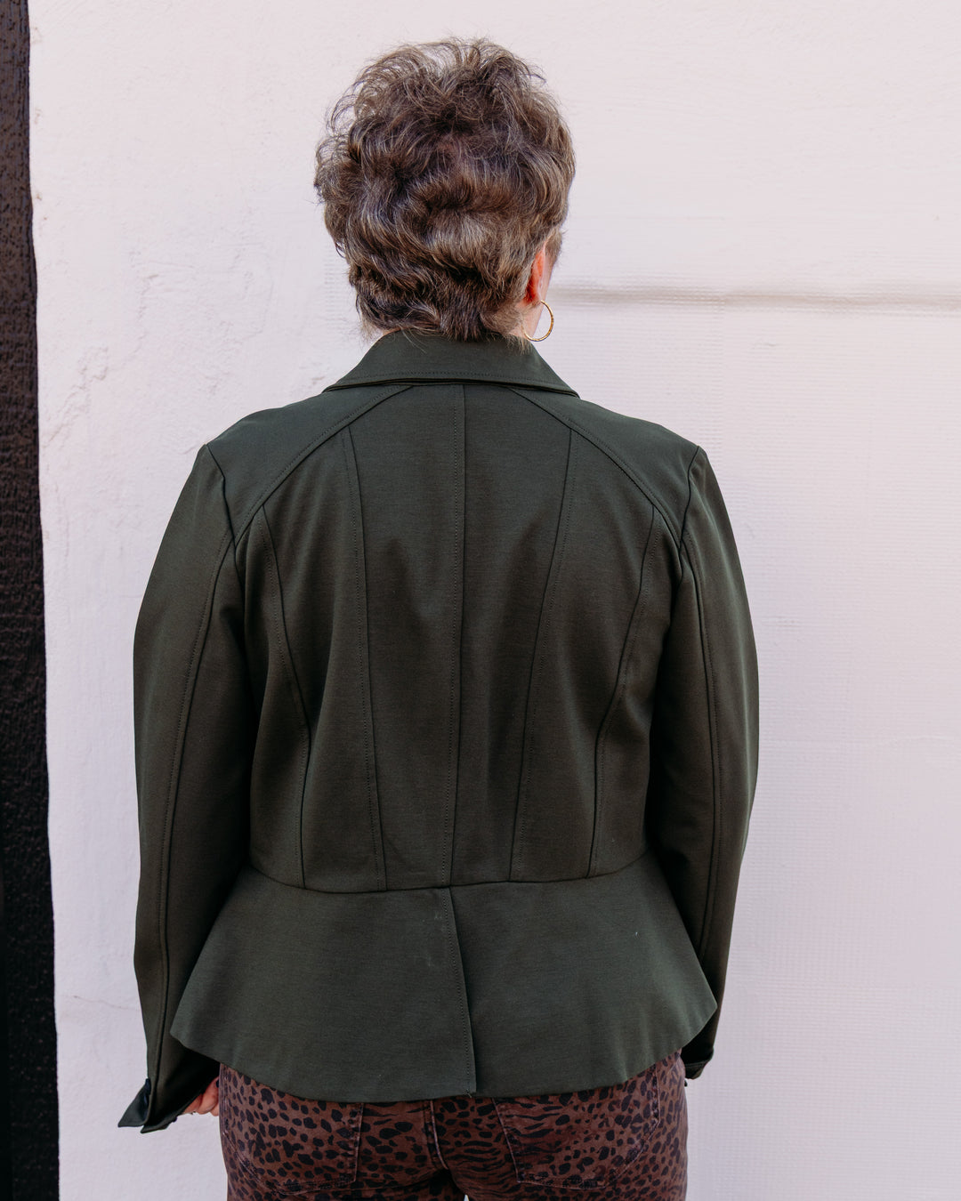 Liverpool: Peplum Jacket in Hunter Green