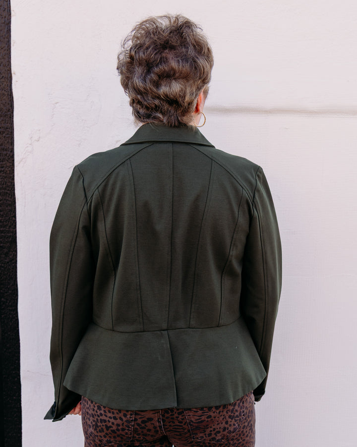 Liverpool: Peplum Jacket in Hunter Green