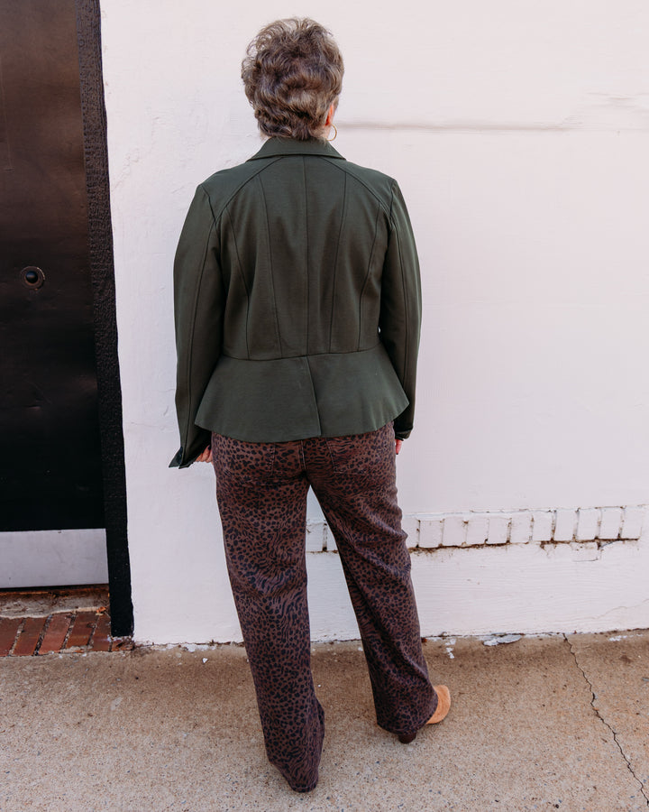 Liverpool: Peplum Jacket in Hunter Green