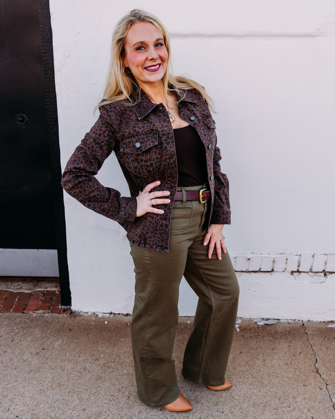 Liverpool: Fit And Flare Trucker Jacket in Abstract Animal
