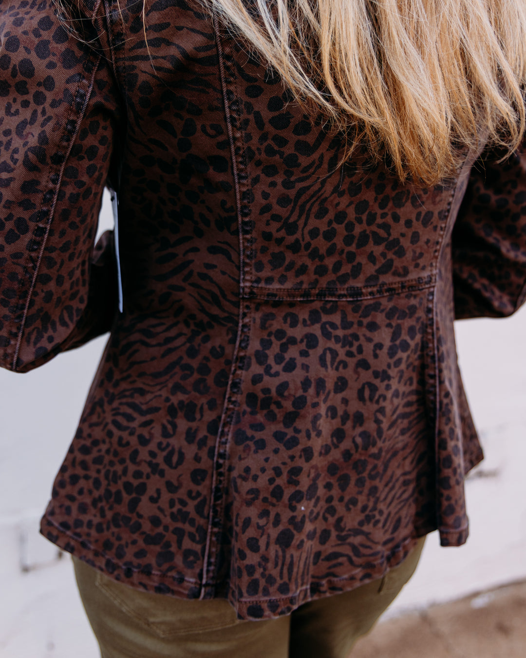 Liverpool: Fit And Flare Trucker Jacket in Abstract Animal
