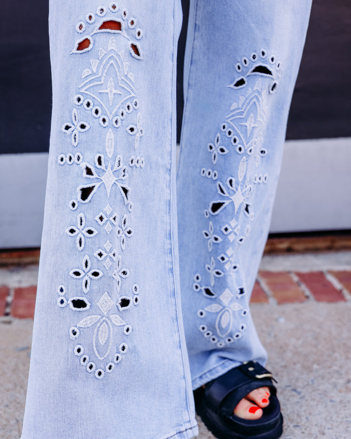 Dear John: Fiona Wide Leg Jeans in Crystal Chalk Emb. (DPM55A373CHK-25)