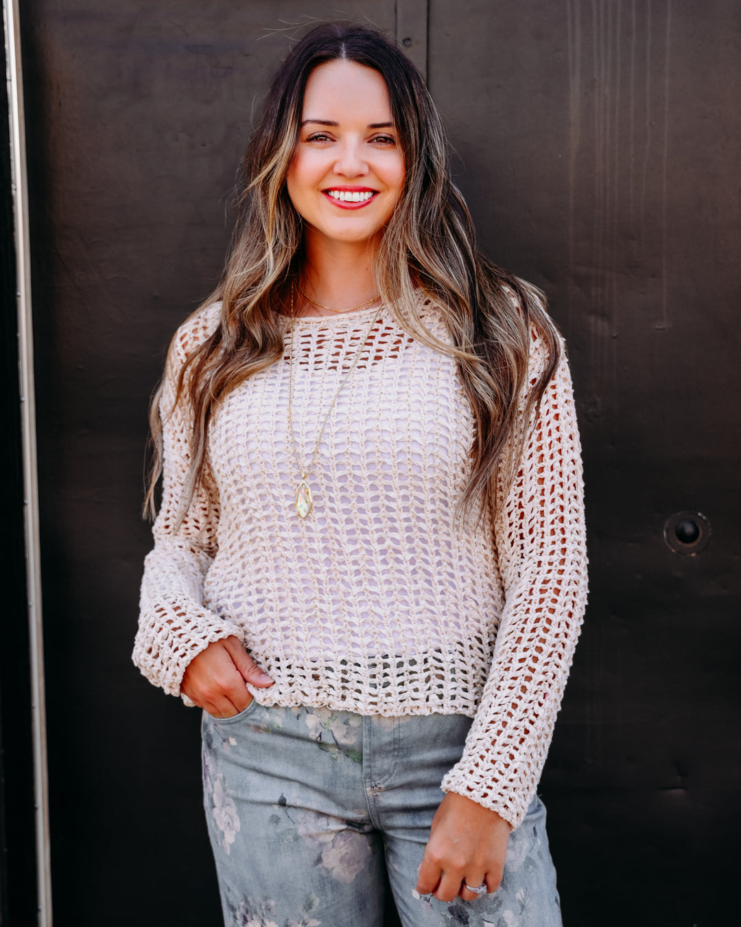 Dear John: Adela Long Sleeve Top in Light Beige (DSW3214LTI-S)