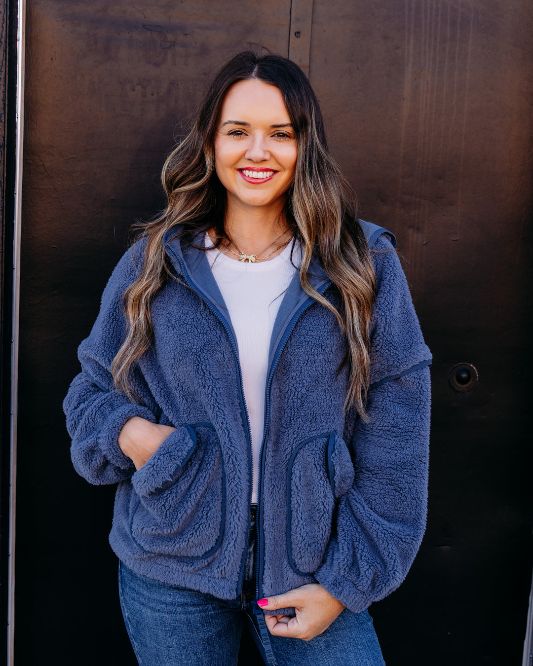 UGG: Mariella Uggfluff Zip Hoodie in Tahoe Blue (1173191-THB)