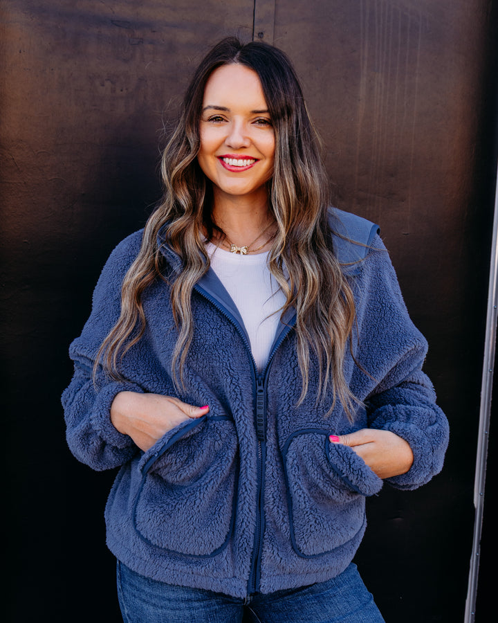 UGG: Mariella Uggfluff Zip Hoodie in Tahoe Blue (1173191-THB)