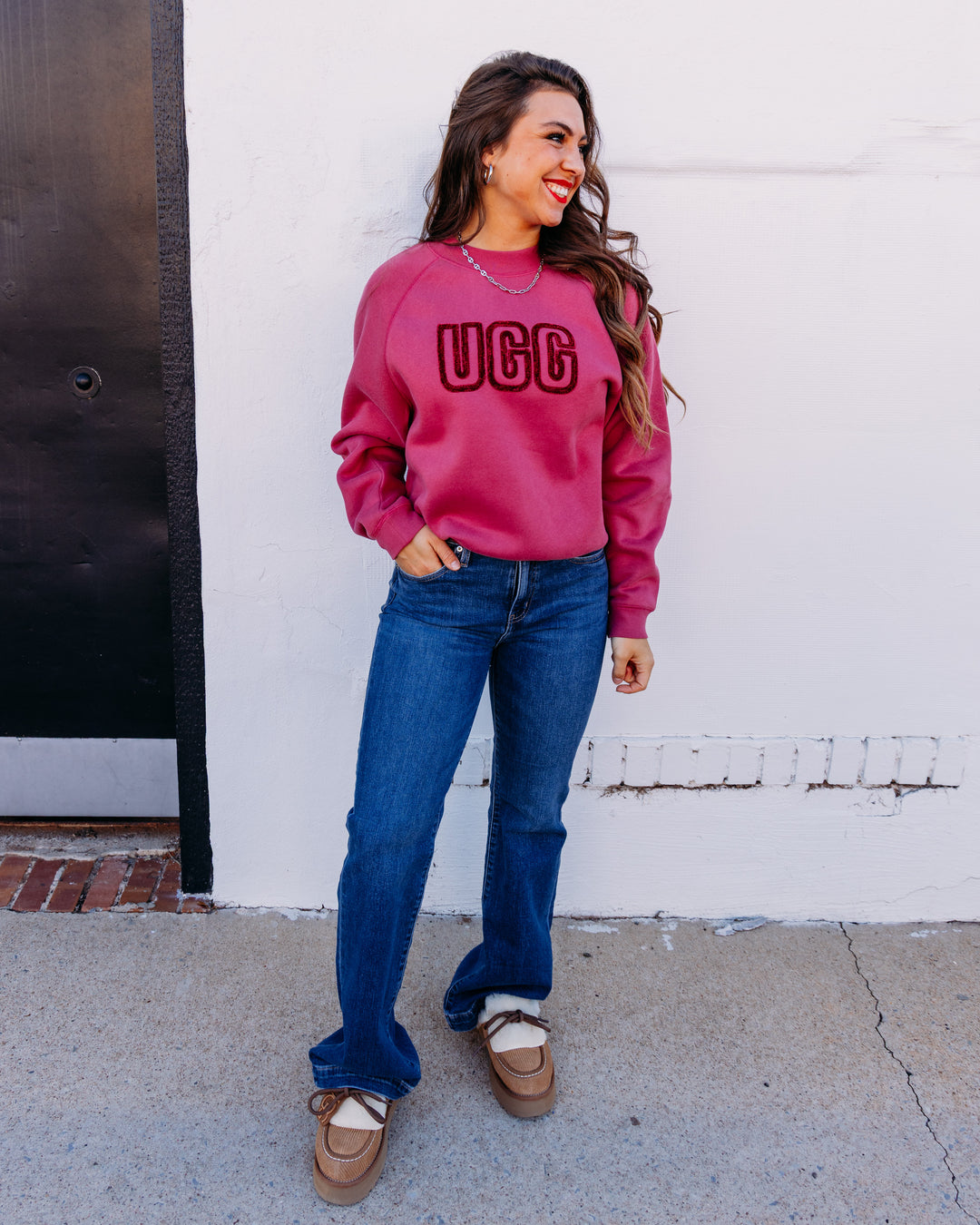 UGG: Ugg Logo Crewneck in Strawberry (1171477-SRWB)