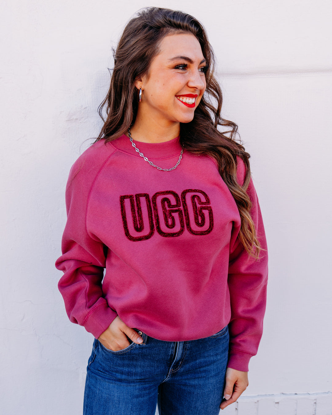 UGG: Ugg Logo Crewneck in Strawberry (1171477-SRWB)