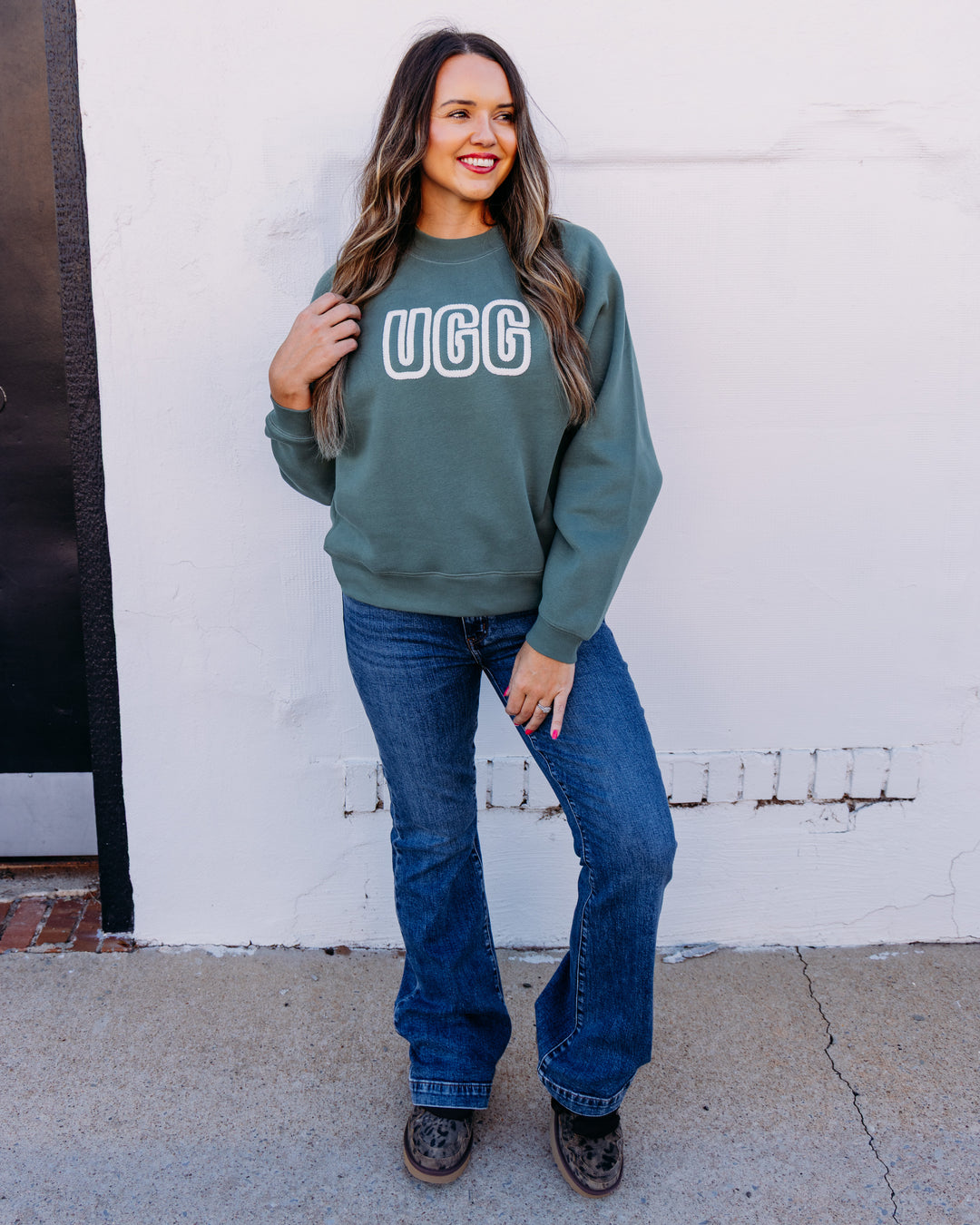UGG: Ugg Logo Crewneck in Green Stone (1171477-GNST)