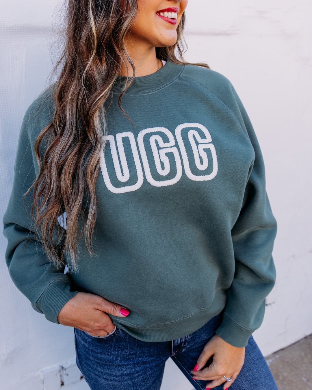 UGG: Ugg Logo Crewneck in Green Stone (1171477-GNST)