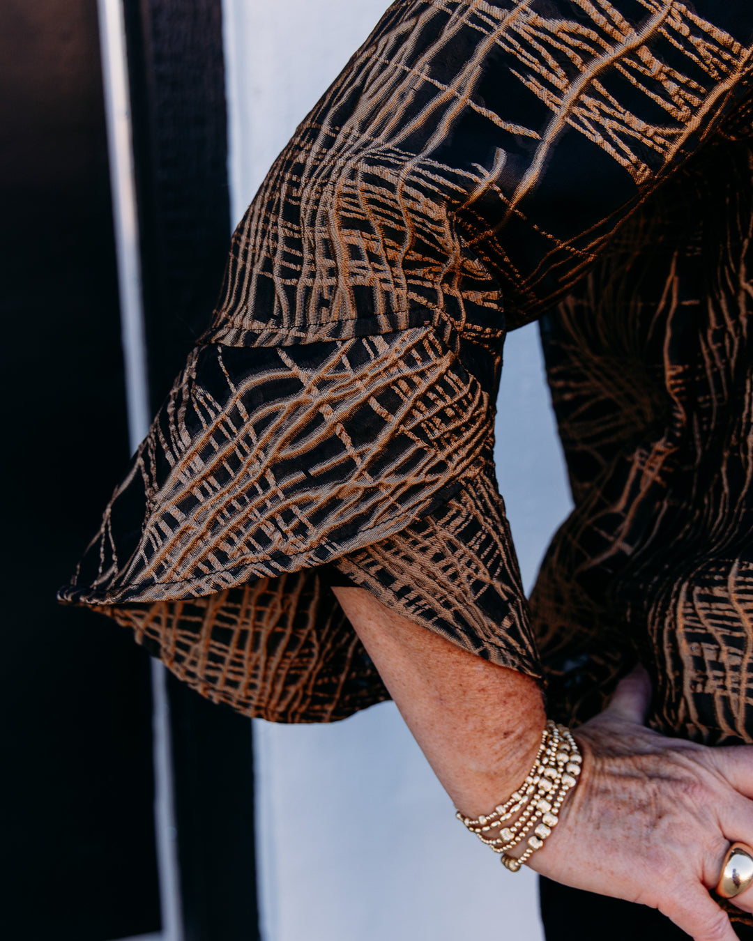 Joseph Ribkoff: Abstract Print Trapeze Jacket in Black/Gold (264127)
