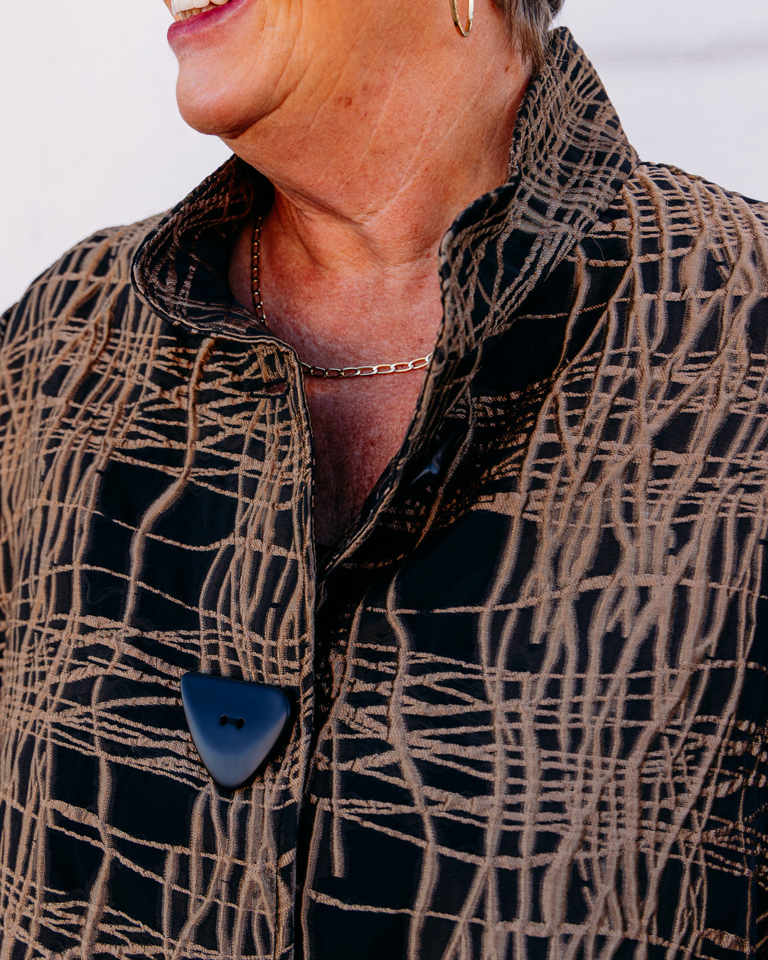 Joseph Ribkoff: Abstract Print Trapeze Jacket in Black/Gold (264127)