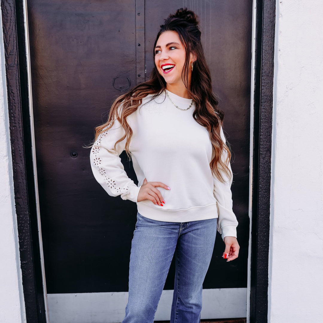 Thread & Supply: Marietta Long Sleeve Top in Eggnog T8748CPKTWS