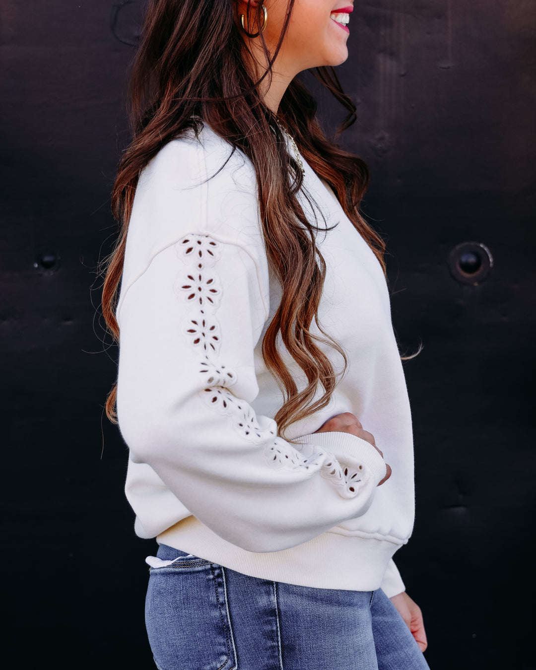 Thread & Supply: Marietta Long Sleeve Top in Eggnog T8748CPKTWS
