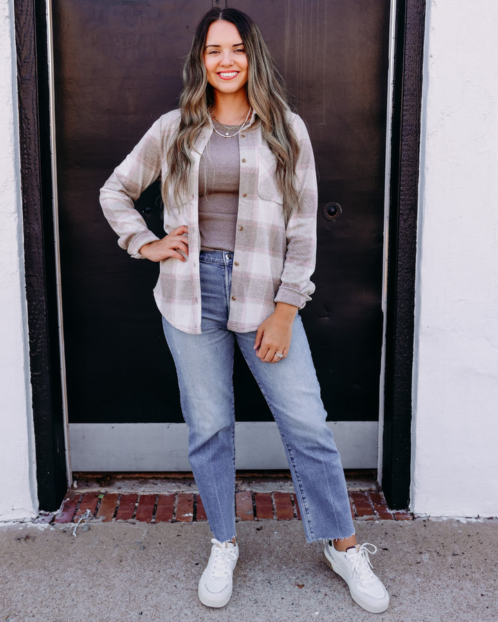 Thread & Supply: Lewis Long Sleeve Shirt in Sand Taupe Plaid