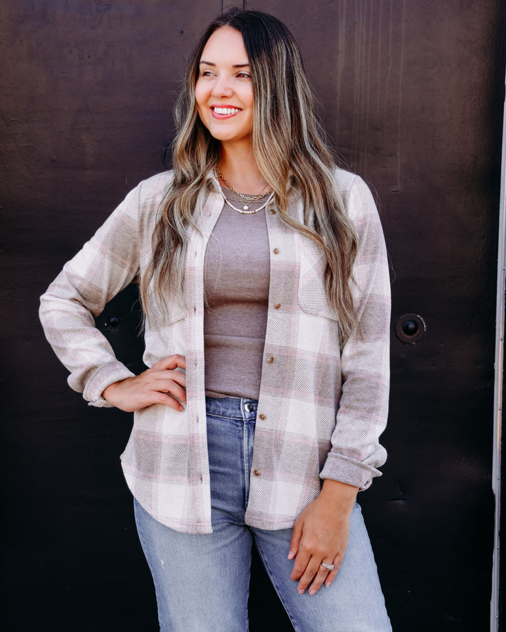 Thread & Supply: Lewis Long Sleeve Shirt in Sand Taupe Plaid