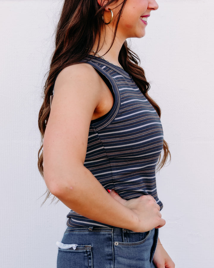 Thread & Supply: Edlin Tank in Navy Multi Stripe
