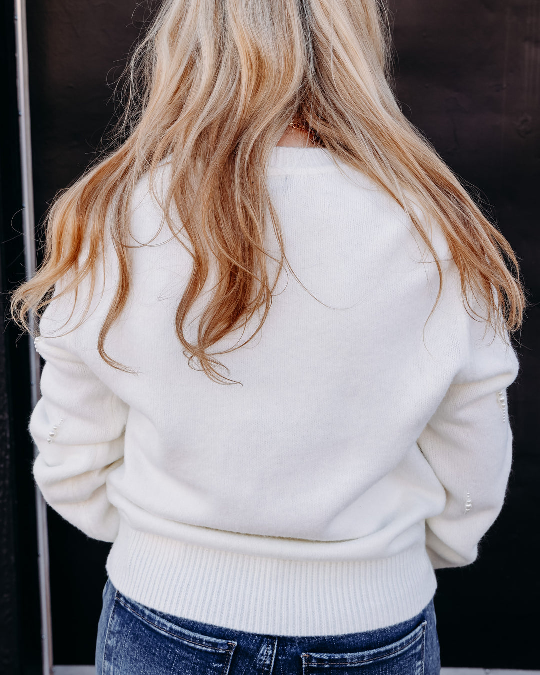 Karen Kane: Pearl Embellished Sweater in Cream (3L89354)