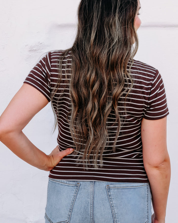 Thread & Supply: Annie Short Sleeve Tee in Mahogany Cream Stripe