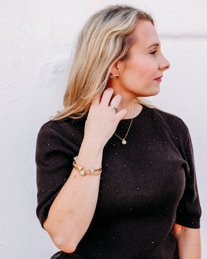 Esqualo: Sweater Short Sleeve Studs in Cacao (F2602539)