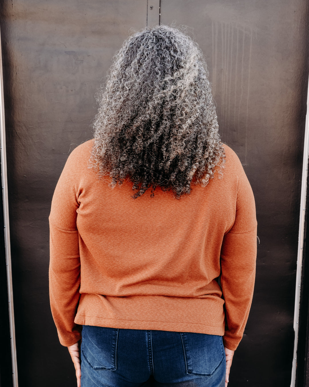Tru Luxe: Rib Knit Long Sleeve Top in Brown (T36350TM)