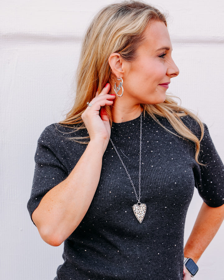 Esqualo: Sweater Short Sleeve Studs in Dark Gray (F2602539)