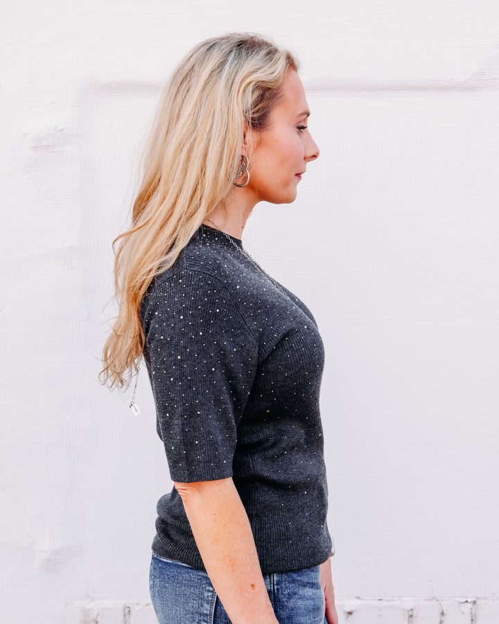 Esqualo: Sweater Short Sleeve Studs in Dark Gray (F2602539)