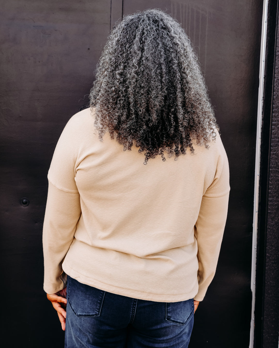 Tru Luxe: Rib Knit Long Sleeve Top in Bone (T36350TM)