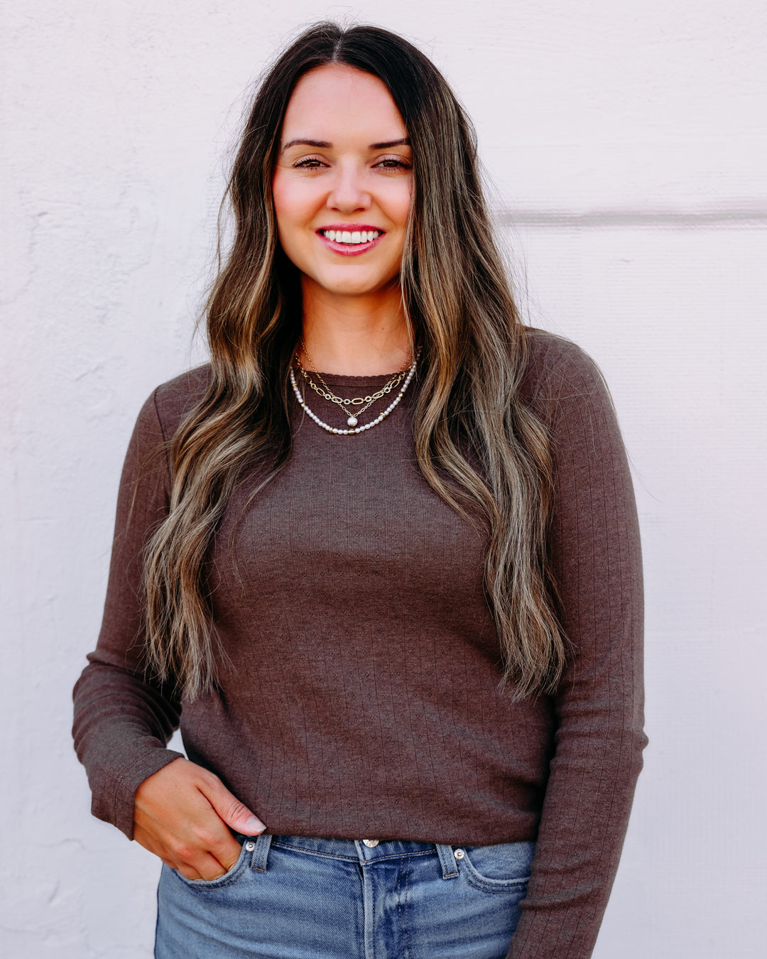Thread & Supply: Luisa Long Sleeve Top in Brown Heather