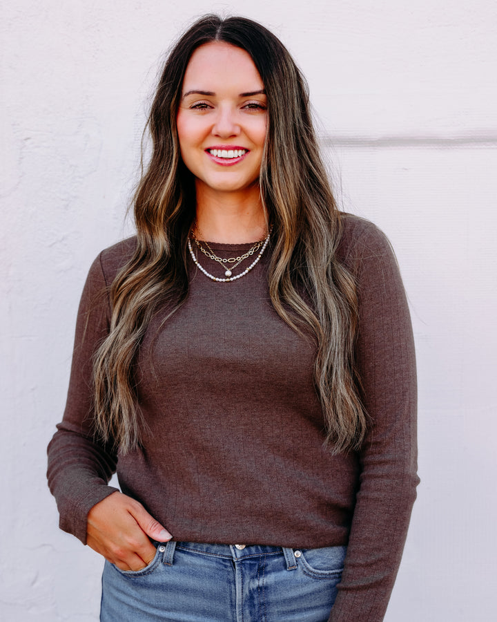 Thread & Supply: Luisa Long Sleeve Top in Brown Heather