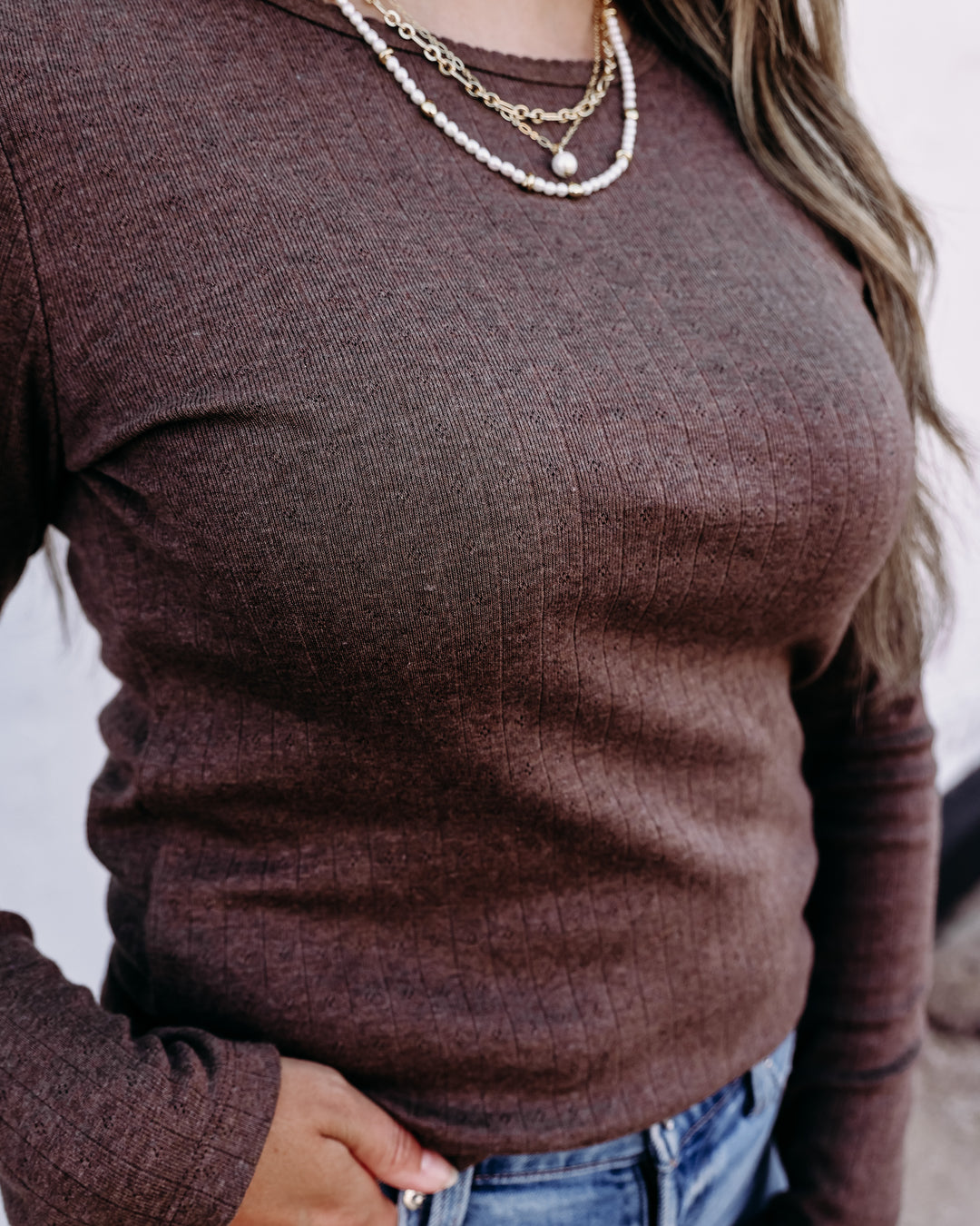 Thread & Supply: Luisa Long Sleeve Top in Brown Heather