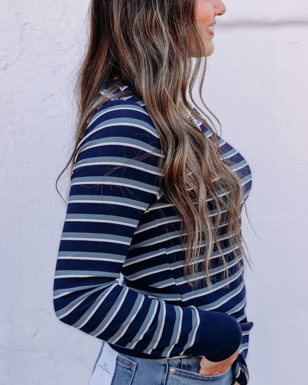 Thread & Supply: Stacy Long Sleeve Top in Navy Stripe