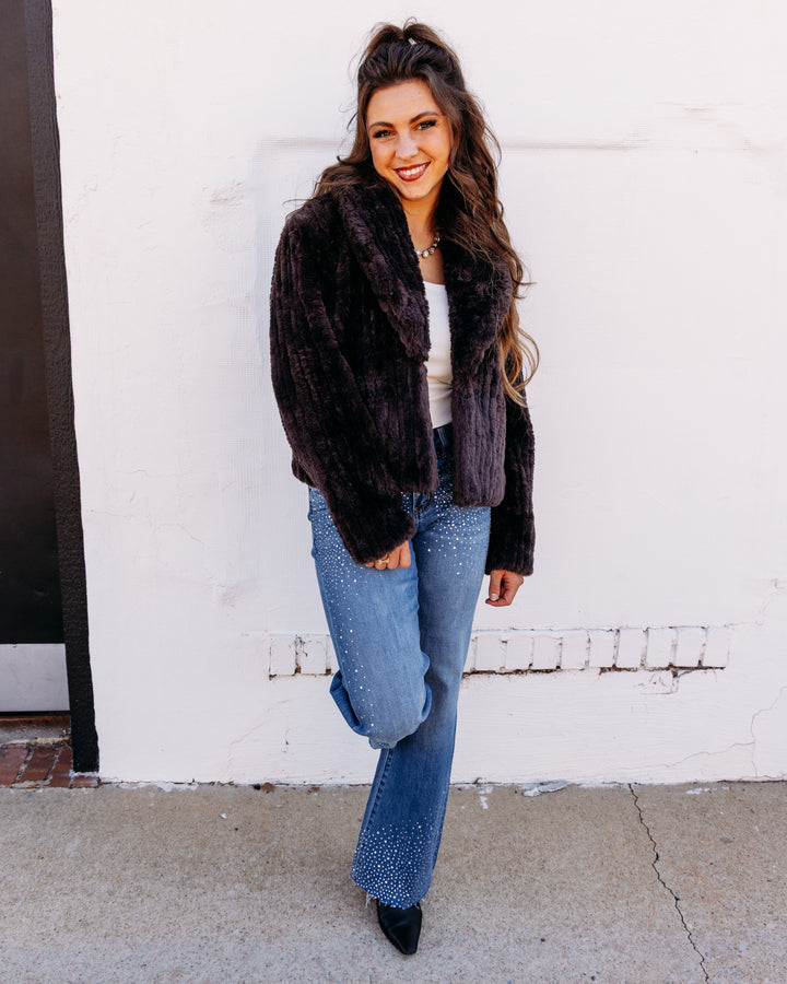 Liverpool: Collared Faux Fur Jacket in Black (LM1D25TR08)