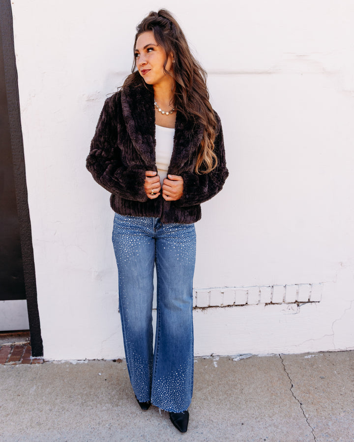 Liverpool: Collared Faux Fur Jacket in Black (LM1D25TR08)