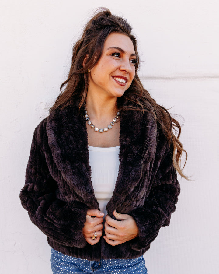 Liverpool: Collared Faux Fur Jacket in Black (LM1D25TR08)