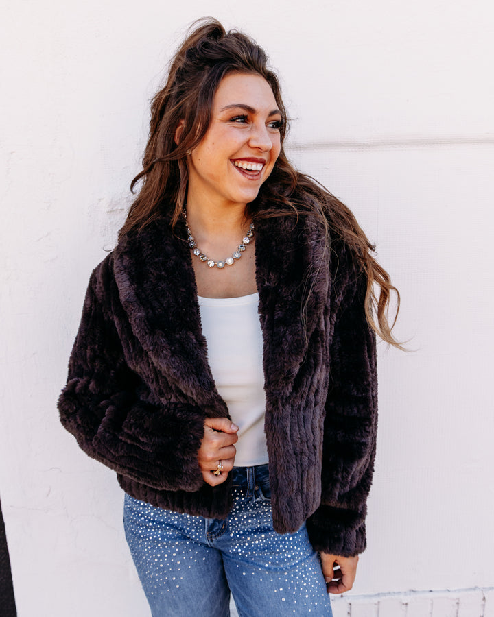 Liverpool: Collared Faux Fur Jacket in Black (LM1D25TR08)