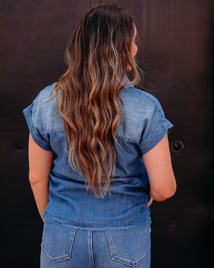 Thread & Supply: Evelyn Short Sleeve Top in Marina Wash T3845LZTTS