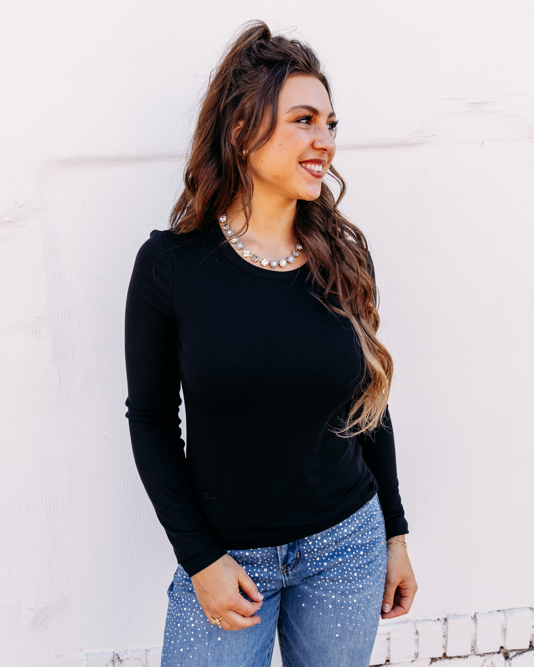 Z Supply: Second Skin Crew Long Sleeve in Black (ZT254896)