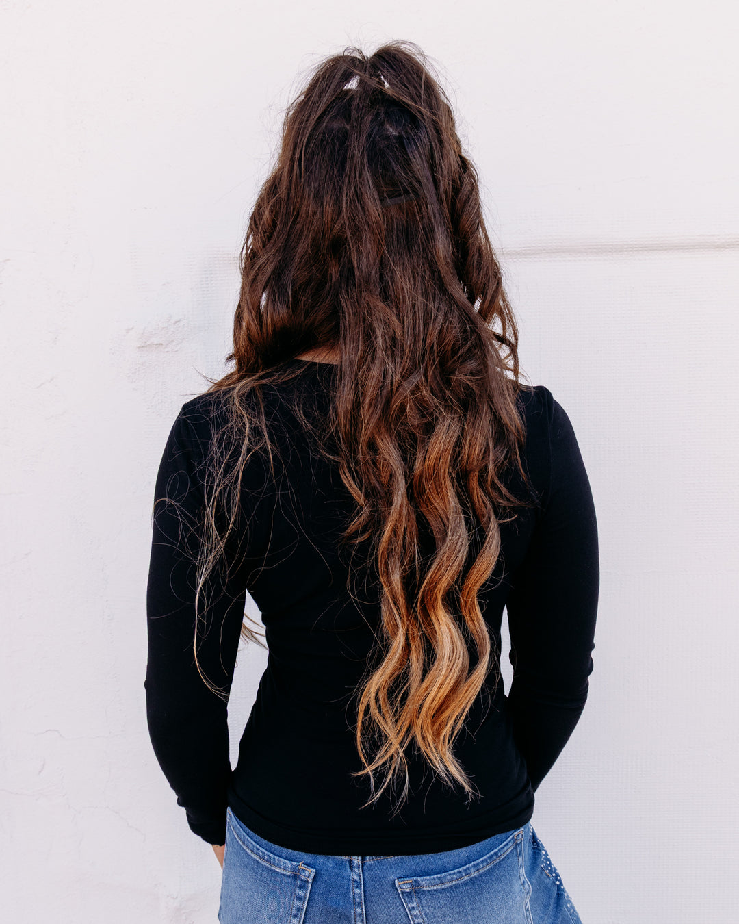 Z Supply: Second Skin Crew Long Sleeve in Black (ZT254896)
