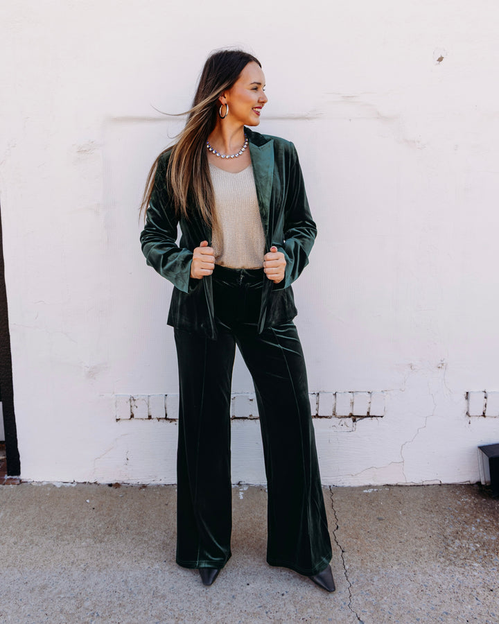Elan:Velvet Dress Pants in Emerald (Ve2334)