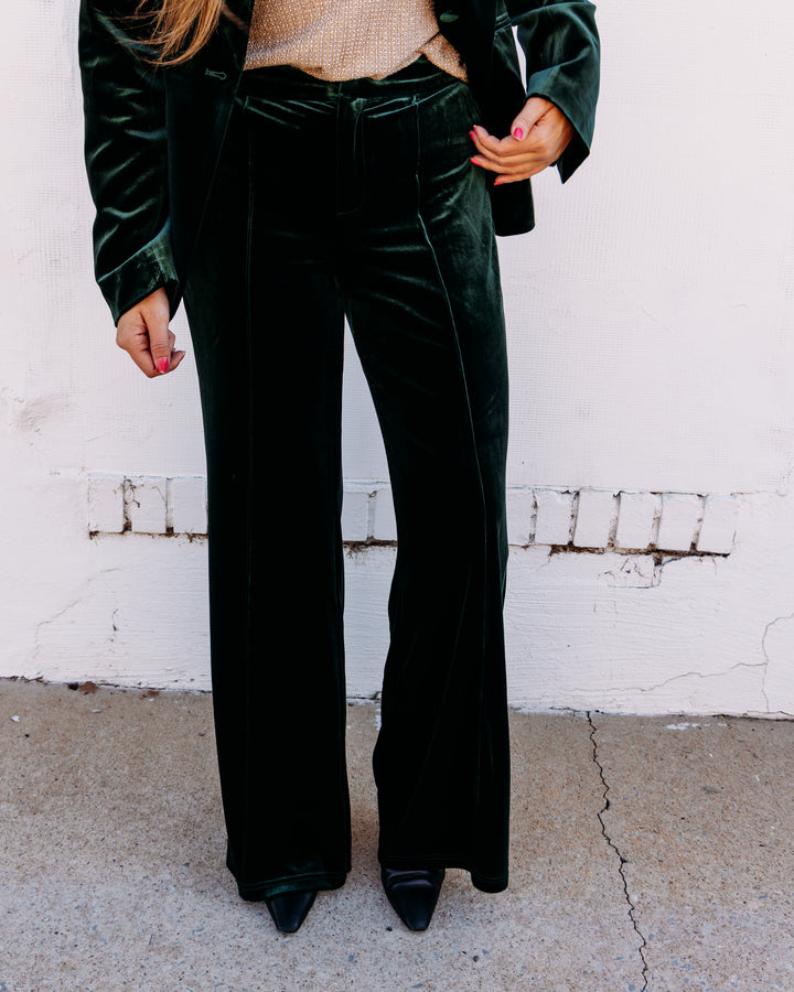 Elan:Velvet Dress Pants in Emerald (Ve2334)